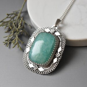 Handmade Light Blue Mohave Amazonite Square Pendant