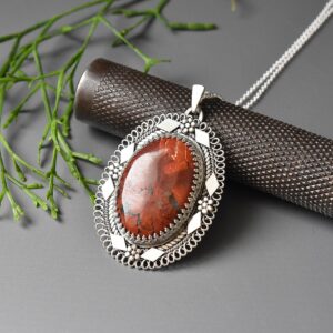 Handmade Blue Mohave Jasper Ellipse Pendant