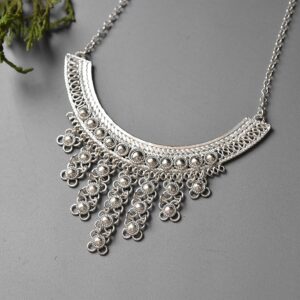 Antique Moon Filigree Mohave Turquoise Silver Necklace – Unique Handmade Boho