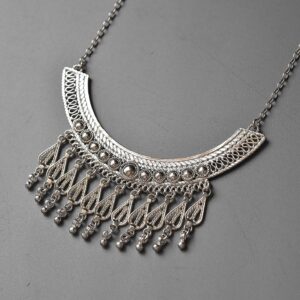 Antique Moon & Teardrop Filigree Mohave Silver Necklace – Unique Handmade
